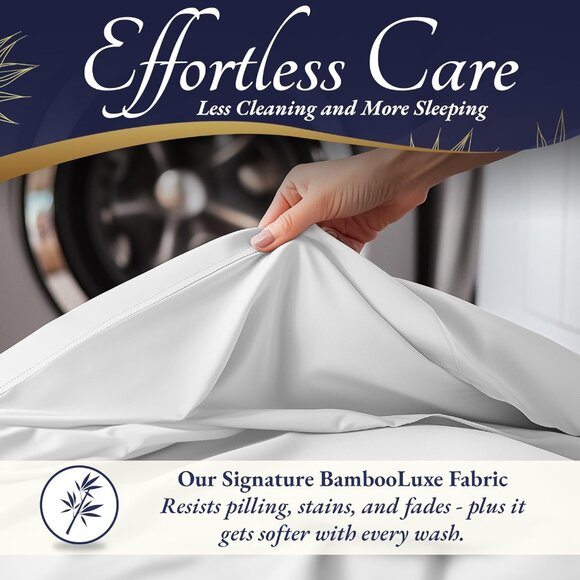 10- NIB Bamboo Sheets King Size 4pcs -Ultra Soft & Luxuriously Cooling, 17" Deep - Picture 5 of 8
